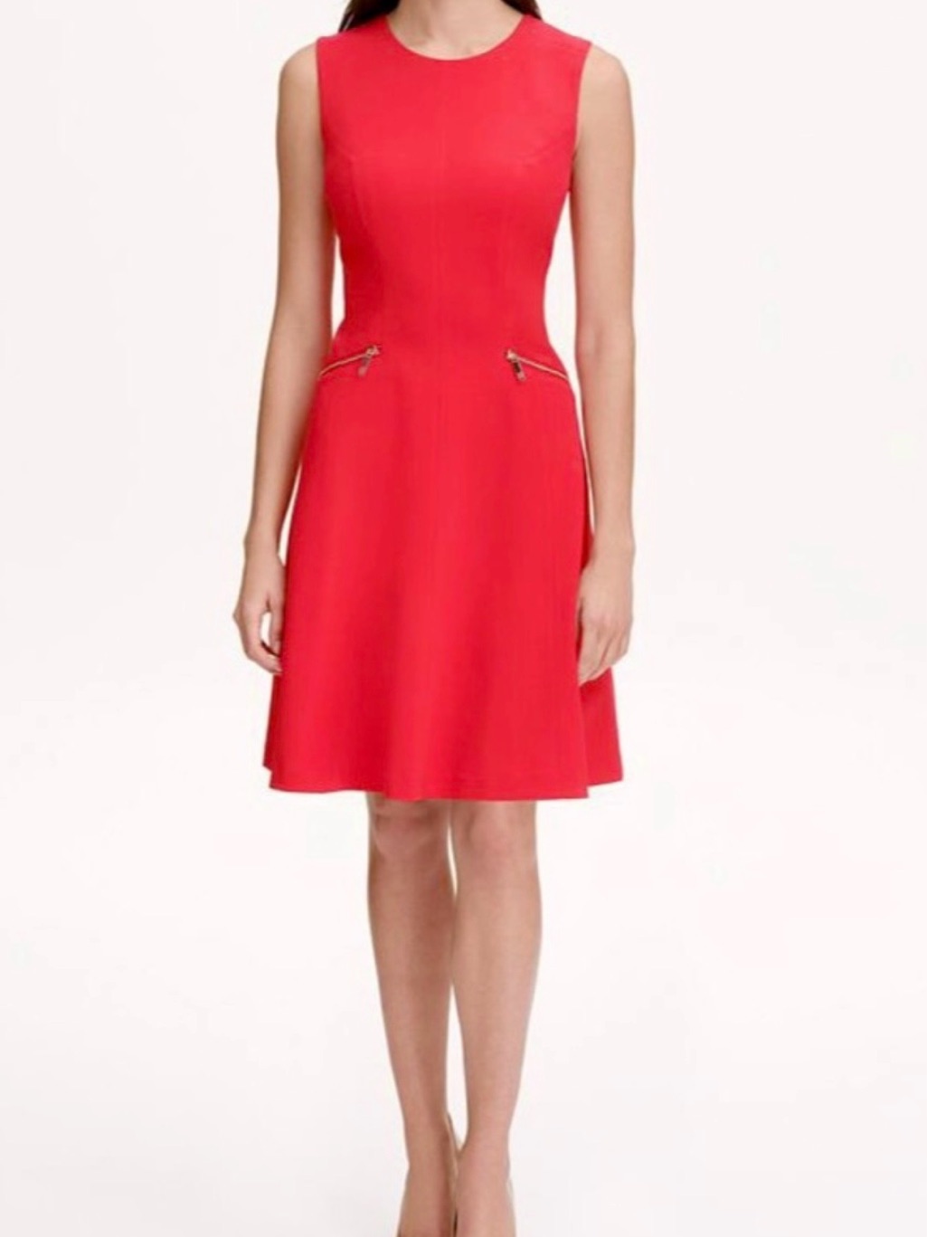 Tommy Hilfiger Red Sleeveless A-Line Dress With Zip Details